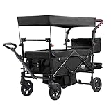 VEVOR Buggy für 2 Kinder, zusammenklappbarer Push-Pull-Kinderwagen mit verstellbarem Griff, umlaufendem Gurt, abnehmbarem Verdeck, 4 Rädern mit Bremsen, multifunktionaler Tandem-Kinderwagen