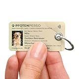 Pfotenperso Hundeausweis mit NFC-Chip - Hundemarke personalisiert mit Name - Namensschild für Halsband - Adressanhänger Hunde & Katzen - Tier Personalausweis mit Foto und QR