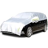 Konnfeir Hälfte Autoabdeckung mit Baumwolle Autohülle Auto Halbgarage Abdeckung Autoplane All Wetter Wasserdicht Staubdicht Schneefest (MPV1)