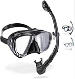 CRESSI Combo Big Eyes+Alpha U.D. Black/Black - Unisex Maske Außergewöhnliche Sichtbarkeit Big Eyes und Trockenschnorchel Alpha U.D. Ideal zum Tauchen, Schnorcheln, Schwarz/Schwarz, Einheitsgröße