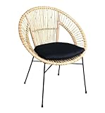 WOLF MÖBEL WOOD YOU LIKE Rattan Sessel Zora mit Kissen Esszimmer Küche Stuhl Relax Rattansessel Esszimmerstuhl (Natur)