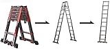 Teleskop-Teleskopleiter mit Stabilisator, zusammenklappbar, Teleskopleiter, Aluminium, Fischgrätenmuster, mit Stabilisator, Mehrzweck-Verlängerung, Dachbodenleiter, maximale Traglast: 150 kg
