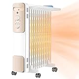 UIBAO 2200W Heizung Elektrisch mit Thermostat,Schnell Heater 13 Heizlamellen,Ölradiator Energiesparend Elektrische Heizgerät Mobile Elektroheizung für Räume bis 30qm