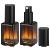 Segbeauty Pumpspender Glas, 2 Stück 30ml Kleine Flaschen Zum Befüllen, Reise Kosmetik Behälter, Tragbarer und Nachfüllbar, Seifenspender Braun für Handgepäck, Flugzeug Beutel (Bernstein)