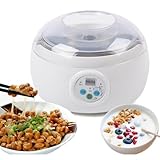 Mixtric Joghurtbereiter, Elektrische Joghurtmaschine Aus Edelstahl, Mit LCD-Display Und Intelligenter Zeitsteuerung, Für Reiswein-Natto Zu Hause,Weiß