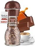 KOTÁNYI Cacao Kiss Kaffee Topping - Mit Schokoladen Krokant, gemahlenem Zimt & Vanille - Passend als Topping für Kaffee, Eiskaffee & Desserts - Inkl. Gewürzmühle mit verstellbaren Mahlgraden