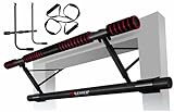 KESSER® 4in1 Premium Klimmzugstange inkl. DIP-Station & Power Ropes, klappbare Türreck, sichere Türrahmen einhängen, Montage zu Hause ohne Schrauben, Pull Up Bar für Crossfit, Rot