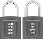 ABUS Zahlenschloss 158/50 - Vorhängeschloss mit Zinkgussdruck-Gehäuse - mit individuell einstellbarem Zahlencode - ABUS-Sicherheitslevel 5 - Dunkelgrau (Packung mit 2)