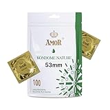 AMOR NATURE 53mm Kondome 100er Pack I Premium Kondom naturfarben I Kondome gefühlsecht hauchzart I 0,07 mm Wandstärke I vegan I Condoms for men