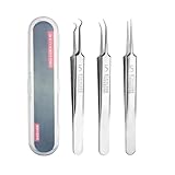 Mitesser Pinzette,3 Stück Mitesserentferner Pinzette,Edelstahl Professional Facial Blackhead Remover Mitesserpinzette,Pickel Pinzette,Pinzette Spitz Mit Box,Pickel Ausdrücken Werkzeug - Silber