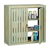 Relaxdays Hängeschrank Vintage, Bambus, 2 Türen, Magnetverschluss, 2 Einlegeböden, Bad & Küche, HBT 50 x 52 x 20cm, grün