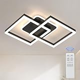ANTENLICHT LED Deckenlamape Wohnzimmer Modern Geometrisch, 40W Wohnzimmerlampe mit Fernbedienung Stufenlos Dimmbar 3000-6500K, Deckenleuchte aus Metall für Wohnzimmer Schlafzimmer, Schwarz