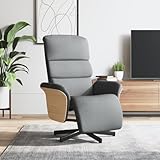 Makastle Moderner Relaxsessel, Polstersessel mit Verstellbarer Rückenlehne und Fußteil, 360° Drehbarer Sitz Sessel Lesesessel für Wohnzimmer Schlafzimmer, Hellgrau Stoff