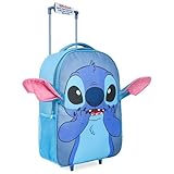 Disney Stitch Kinder Koffer Jungs und Mädchen Faltbarer Trolley mit 2 Rollen Handgepäck Reisekoffer für Urlaub Reisen 43x30x14cm