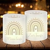 Windlicht Tischdeko Taufe,12 Stück Kommunion Tischlichter,Lichthülle Taufe Konfirmation,Regenbogen Teelicht,Erstkommunion Teelicht Kerzen Dekoration für Mädchen und Junge