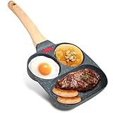 Pancake Pfanne mit 3 Mulden - Spiegeleipfanne, mit Mineralische Antihaftbeschichtung, Aluminium-Bratpfanne, für Induktionsherd und Gasherd, Für Eier, Pfannkuchen, Omeletts, Steaks, Speck und Würstchen