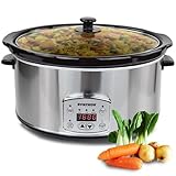 Syntrox 6,5 l Slow Cooker | Schmortopf | Schongarer | Multikocher Solier, Spülmaschinengeeignet, mit Glasdeckel, Küchengerät, 320 Watt, Gesunde Küche