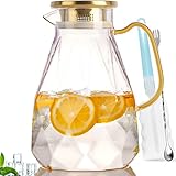 Yirilan 2.2 Liter 74 Unzen Karaffe,Glaskaraffe,Wasserkaraffe mit Deckel, Glaskanne, Wasserkaraffe mit Deckel,Wasserkrug,Glaskrug,Wasser Karaffen