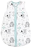 TupTam Schlafsack Baby - Wärmender Ganzjahresschlafsack 2.5 TOG, OEKO-TEX, Ärmellos, Farbe: Bären/Füchse/Mint, Größe: 56-62