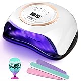 168W Nageltrockner, YAOBLUESEA LED UV Lampe für Nägel, Abnehmbare Magnet-Platte, Nageltrockner für Gelnägel mit 10/30/60/99s Timer Einstellungen Infrarot Sensor LCD Bildschirm