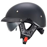 VCOROS VHF04 Retro-Halbhelm, offenes Gesicht, Herren, Damen, Scooter, Cruiser-Helme (mattschwarz, L)