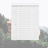 Generisch Home Cordless Wood Window Blinds, 50mm Slats Wooden Venetian Blinds, W40/60/80/100/120/155cm Privacy Thermal Insulated for Office Home and Kitchen(Weiß)