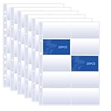 20 Pack Visitenkartenhüllen A4, Klarsichtfolie für Postkarten, Visitenkartenhülle A4 mit 10 Fächern, Fotohüllen für Ordner, Transparente Postkartenhüllen mit 11 Löchern, für Visitenkartenhülle
