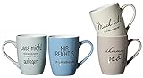 Ritzenhoff & Breker Kaffeebecher-Set Porzellan Kaffeebecher Set mit Sprüchen, Sortiert, 4 Stück