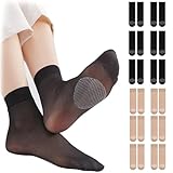JYNXOR 12 Paar Nylonstrümpfe Damen Durchsichtiges Söckchen mit Rutschfeste Unterseite, 20 Den Knöchelhoche Feinstrümpfe Transparente Nylon Feinsöckchen Atmungsaktive Seidensocken Für Frauen Mädchen