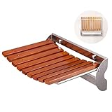 Klappbarer Duschsitz aus Teakholz zur Wandmontage, Duschbänke für Innenduschen für Senioren, Duschhocker, zusammenklappbar, 90 kg Tragkraft(Wood Color,326x137x270mm)