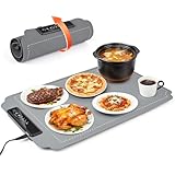 Warmhalteplatte für Speisen, Speisenwärmer Mit 5 Einstellbarer Temperatur 40-100°C & 1-3-5 Timer, Speisenwärmer Elektrisch aus Silikon, Warmhalteplatte für Speisen für Partys, Buffets & Familienessen