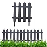 Gartenzaun Steckzaun 3m - Höhe 30 cm - Rasenkante Kunststoff - Beetumrandung - Zaunelemente für Garten - UV - & Frostbeständig, Flexibel - mit Befestigungszubehör Graphit