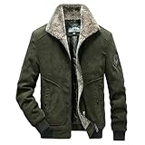 ZEMALON Jacke Herren Verdicken Komfortabel Warm Kältejacke Herren Jugend Klassisch Trend Outdoorjacke Herren Casual Leichte Mode Baumwolle Jacke Herren M-Army Green 6XL