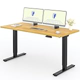 FLEXISPOT Höhenverstellbarer Schreibtisch mit 2 Motoren & 25MM einteiliger Tischplatte,ergonomischer Bürotisch - 160 x 80 cm Ahorn, schwarzes Gestell