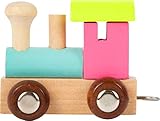 Buchstabenzug | Wunschname zusammenstellen | Holzeisenbahn | EbyReo® Namenszug aus Holz | personalisierbar | auch als Geschenk Set (Lokomotive bunt)