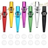 7 Stück Kazoo Instrument, Kazoo Set aus Metall, Metall Kazoos mit 14 Austauschbaren Membran, Nasenflöte, Geeignet für Kinder, Erwachsene und Musikanfänger, Kazoo Bunt fur Kinder Party Favors Geschenke