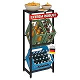 STEELSØN Macondo Getränkekistenregal mit Ablage – stabiles & platzsparendes Getränkeregal für 2 Kisten –Kistenregal Schwarz Metall – Kastenständer für Getränkekisten & Obst – Bierkisten Regal