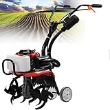 Gartenfräse Benzin Motorhacke 55CC 4-Takt Mini Pflüger Grubber Kultivator,40W 10500 U/Min Professionelle Bodenhacke,für Bauernhöfe,Gärten,Obstgärten und Felder