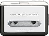 Reshow Kassettenspieler tragbar mit Kopfhörer Kassettenspieler Audio, Kassette zu Digital Konverter, konvertiert Kassettenrekorder in iPod Format, Kompatibel mit Laptops und PCs (Silber)
