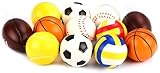 DERAYEE Packung mit 12 Mini Sport Trainings bällen,Weiche Schaumstoff-Sportbälle Umfassen Basketball,Fußball,Fußball,Tennisball,Rugby und Volleyball