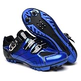 Mateju Fahrradschuhe MTB Herren Damen 36-47EU, Mountainbike Schuhe mit Klicksystem Herren Damen rutschfeste Atmungsaktive für Outdoor Radschuhe (569 Blau,45)