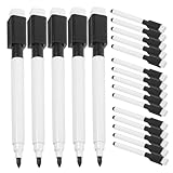 TOVINANNA 20 Stück Kleine Whiteboard Marker Wasserbasiert mit Radierfunktion Abwischbar Trocken Abwischbare Stifte für Whiteboards Büro Schule Alltag