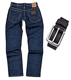Wrangler Texas Stretch Herren Jeans Regular Fit inkl. Gürtel (W38/L30, Darkstone)