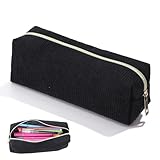 LXUEJIE Federmäppchen Cord, Mäppchen Aesthetic Schlampermäppchen für Mädchen Teenager, Federtasche Stiftetasche Stiftemappe Pencil Case Schulmäppchen für Schule, Büro (Schwarz)