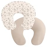 Winmany Stillkissenbezug, abnehmbar, für Jungen und Mädchen, bequem, atmungsaktiv und waschbar, 57 x 45 cm, Beige + Khaki, 2 Stück