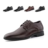 Anzugschuhe Herren Schnürhalbschuhe Oxford Schuhe Lederschuhe Faux Männer Brogues Derby Hochzeitsschuhe Business Klassischer Schnürschuh Schwarz GPG810 Braun 46