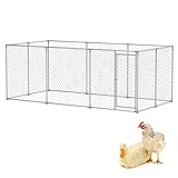 Froadp Hühnerstall 400x200x150cm Outdoor Hühnerkäfig mit Abschließbarer Tür Hühnergehege aus Verzinkter Stahl Freilaufgehege Hühnerauslauf für Hühner Geflügel