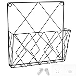 QWORK® Wandhalterung Zeitungshalter Zeitungshalter 26x25 cm - Wandregal aus Metall für Büro & Wohnzimmer - Schwarz
