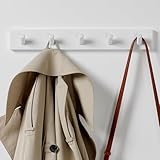 LARHN Garderobenhaken Weiß - Garderobenleiste Weiß mit 5 Haken - 43 cm - Kleiderhaken Wand - Wandgarderobe für Flure, Garderoben, Schlafzimmer und Badezimmer