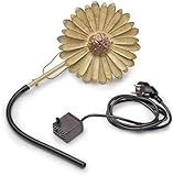 AQUANIQUE Speier Set Gänseblümchen grau SSDW 200i (200 l/h) | Wasserspiel | Wasserspeier aus Metall mit Pumpe | 1,5m Kabel | Gartendekoration